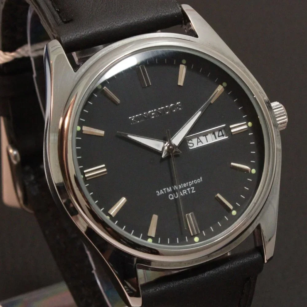 Men's Contemporary Sport Watch Silver Case Black Rally Strap 40mm